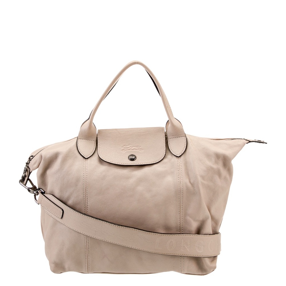 Longchamp Cream Tote with Roomy Shape and Sturdy Handles